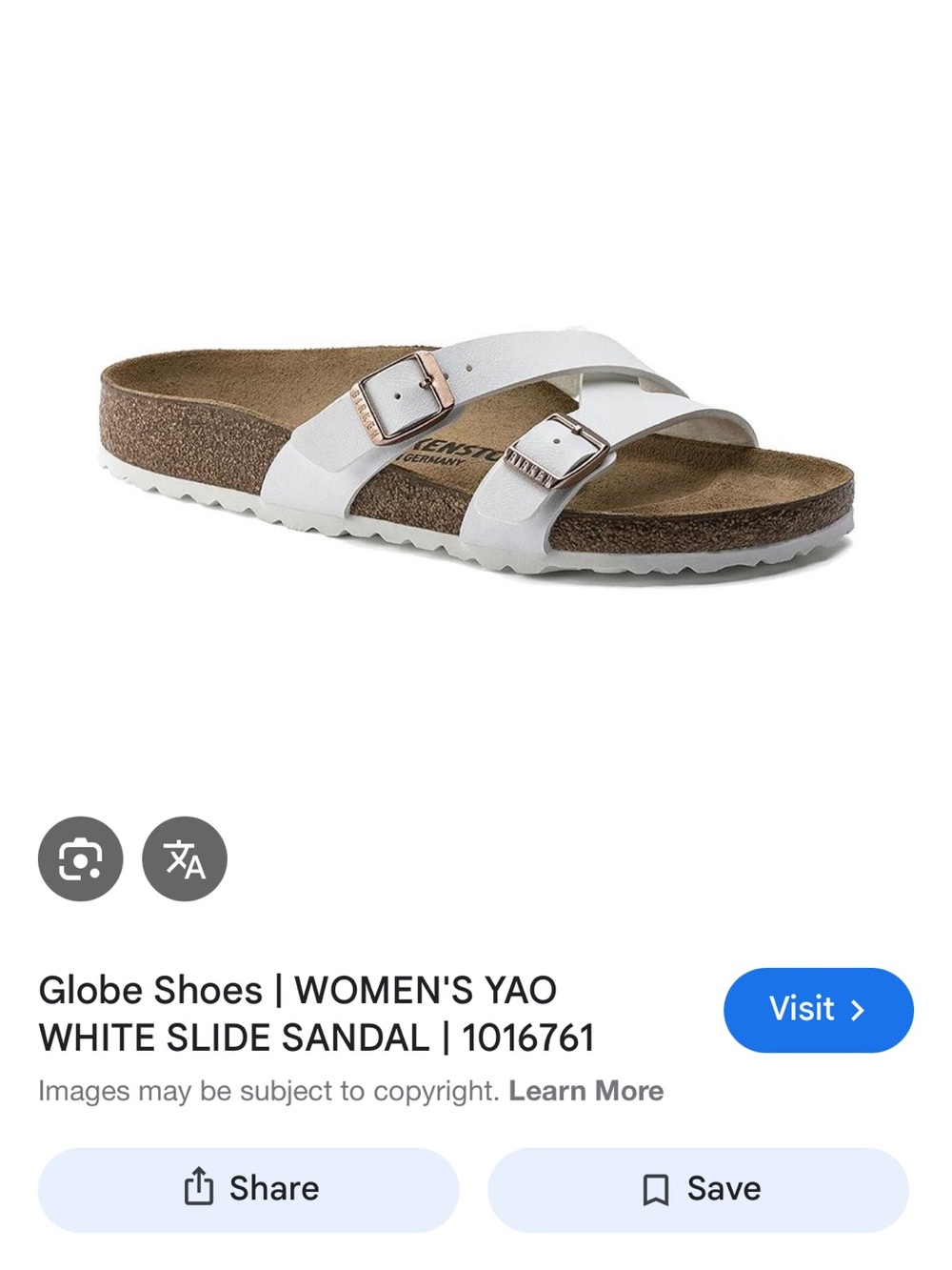 Birkenstock White Double Buckle Slide Sandal Yao